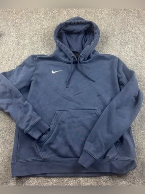NIKE Kids Navy Blue Hooded Swoosh Sweatshirt Size: Large